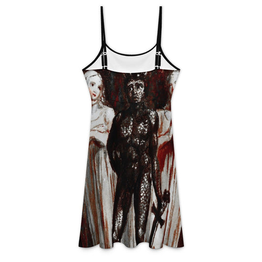 Ancient Art Sleeveless Strap Mini Dresses