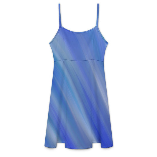 Women’s Light Blue Multicolor Sleeveless Strap Mini Dresses