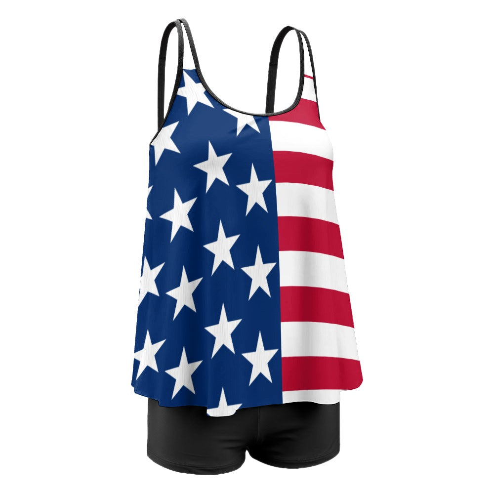 Plus 2-Piece Stars & Stripes 4th of July Tankini & Boy Shorts Sets
