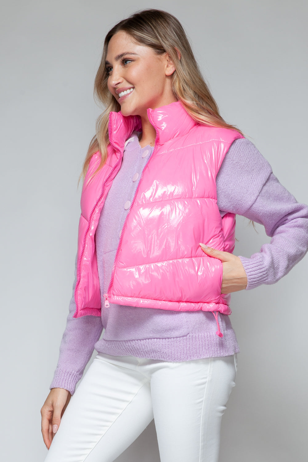 Zip Up Turtleneck Quilted Vest