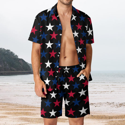 Men’s 2-Piece 4th of July Vacation Shirt & Trunks Beach Set