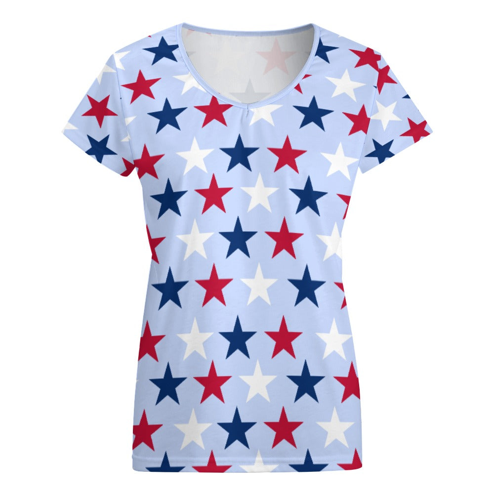 Women’s 4th of July V-neck Short Sleeve T-shirts
