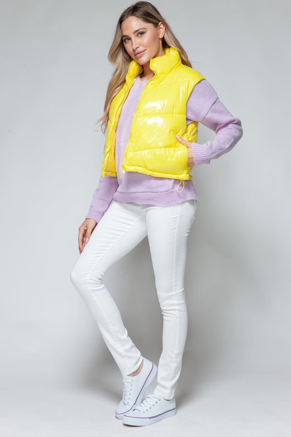 Zip Up Turtleneck Quilted Vest