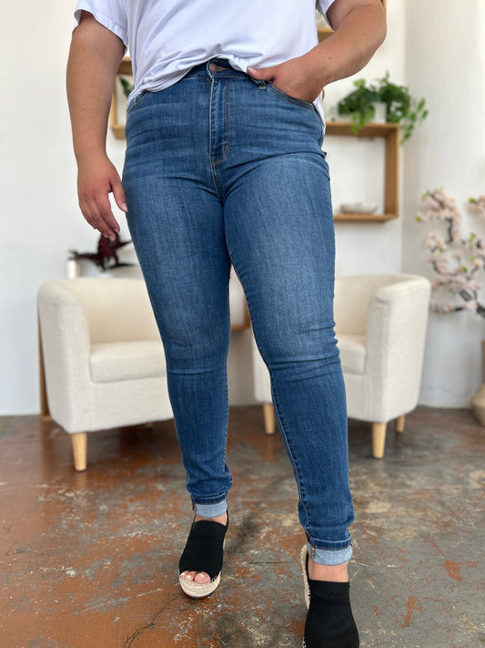 Cuffed Hem Skinny Jeans