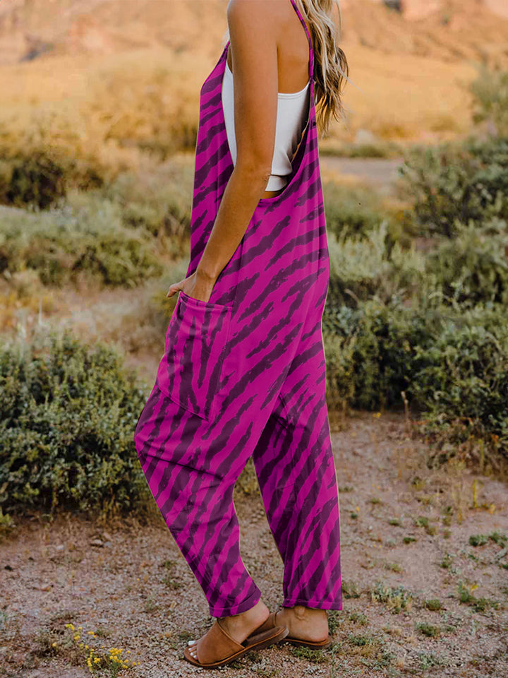 Print V-Neck Sleeveless Jumpsuit
