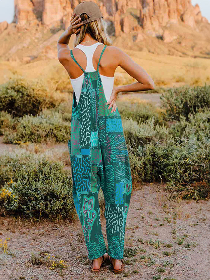 Print V-Neck Sleeveless Jumpsuit