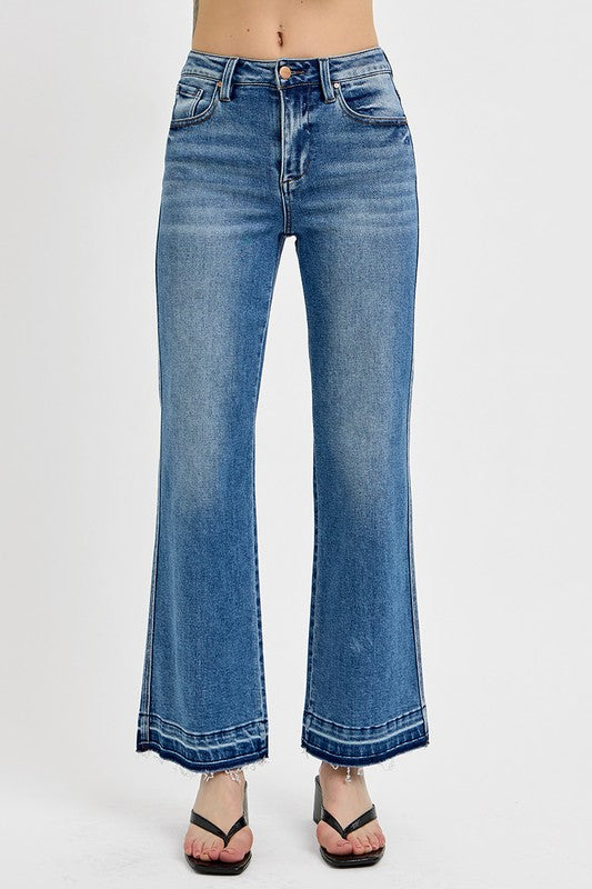 Raw Hem Ankle Bootcut Jeans Plus-Size