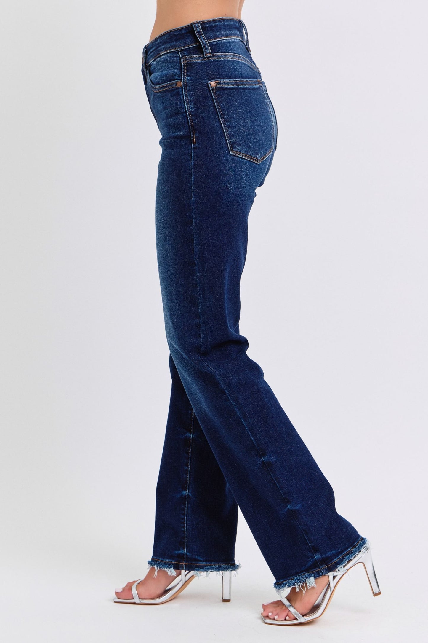 Raw Hem Straight Leg Jeans