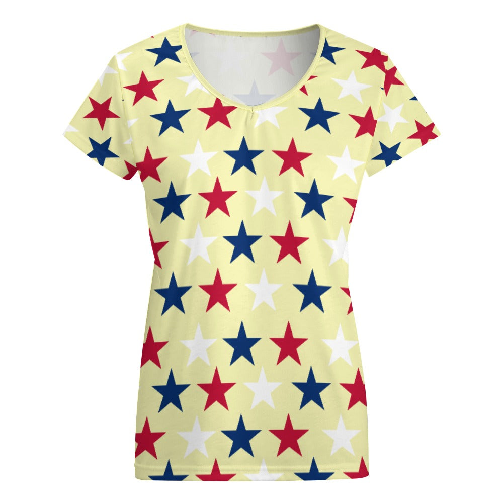Women’s 4th of July V-neck Short Sleeve T-shirts