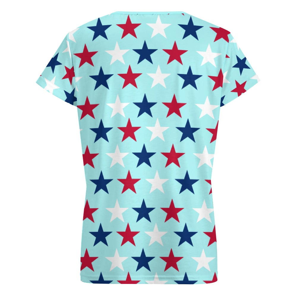 Women’s 4th of July V-neck Short Sleeve T-shirts