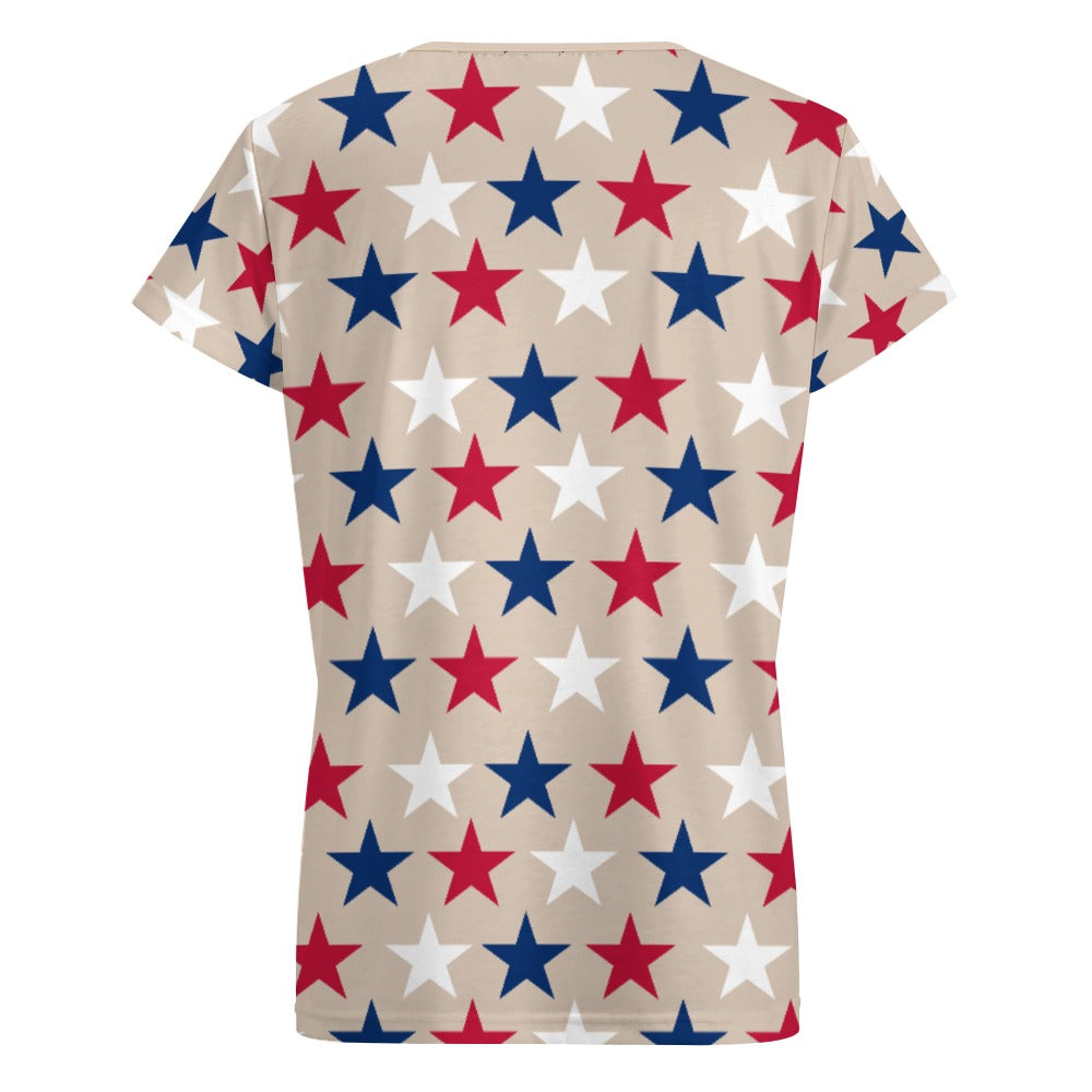 Women’s 4th of July V-neck Short Sleeve T-shirts