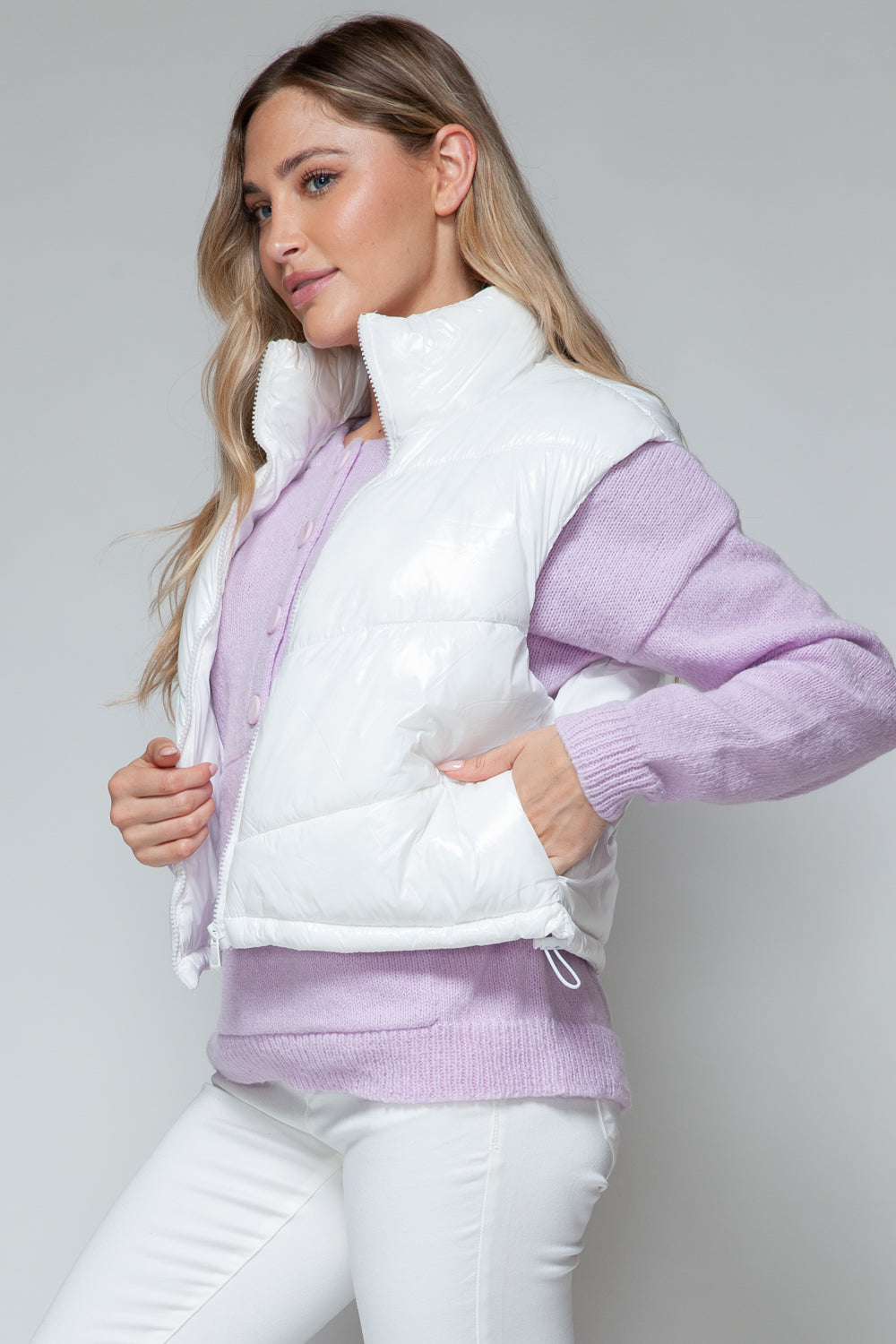 Zip Up Turtleneck Quilted Vest