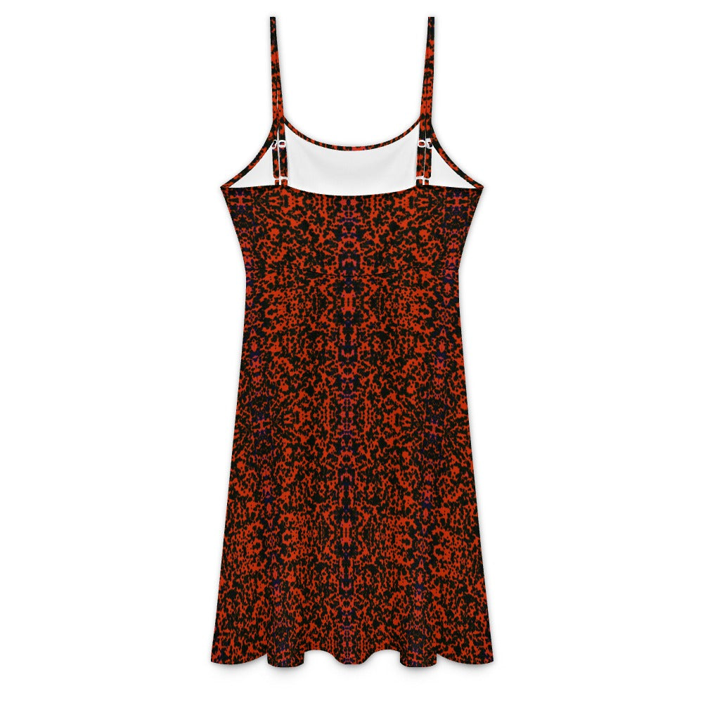 Women’s Geometric Red Sleeveless Strap Mini Dresses