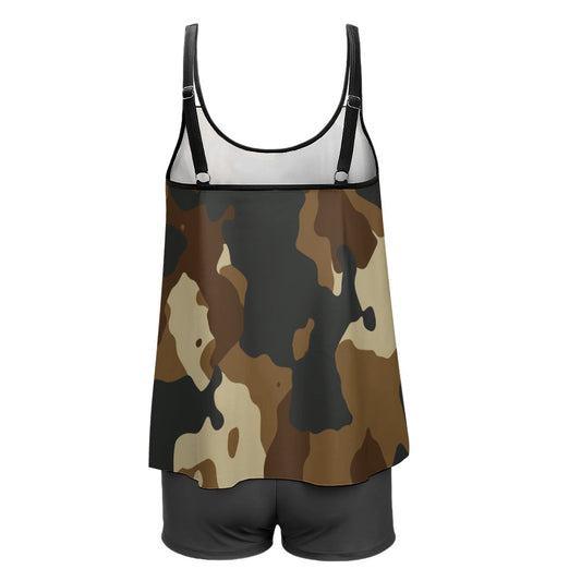 Plus 2-Piece Camo Tankini & Boy Shorts Sets