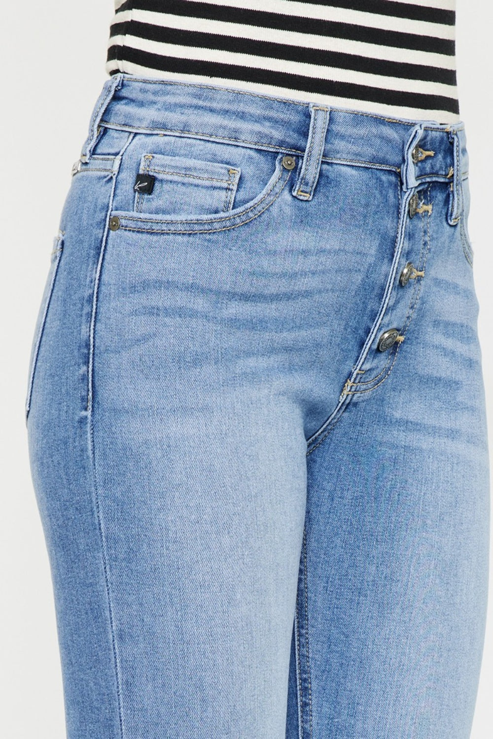 Distressed Button Fly Jeans