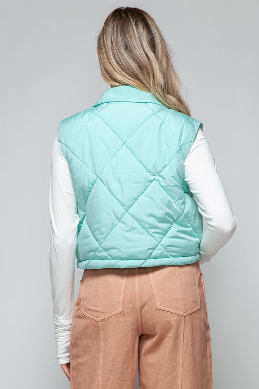 Snap Down Quilted Crop Vest