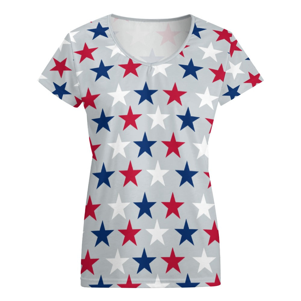 Women’s 4th of July V-neck Short Sleeve T-shirts