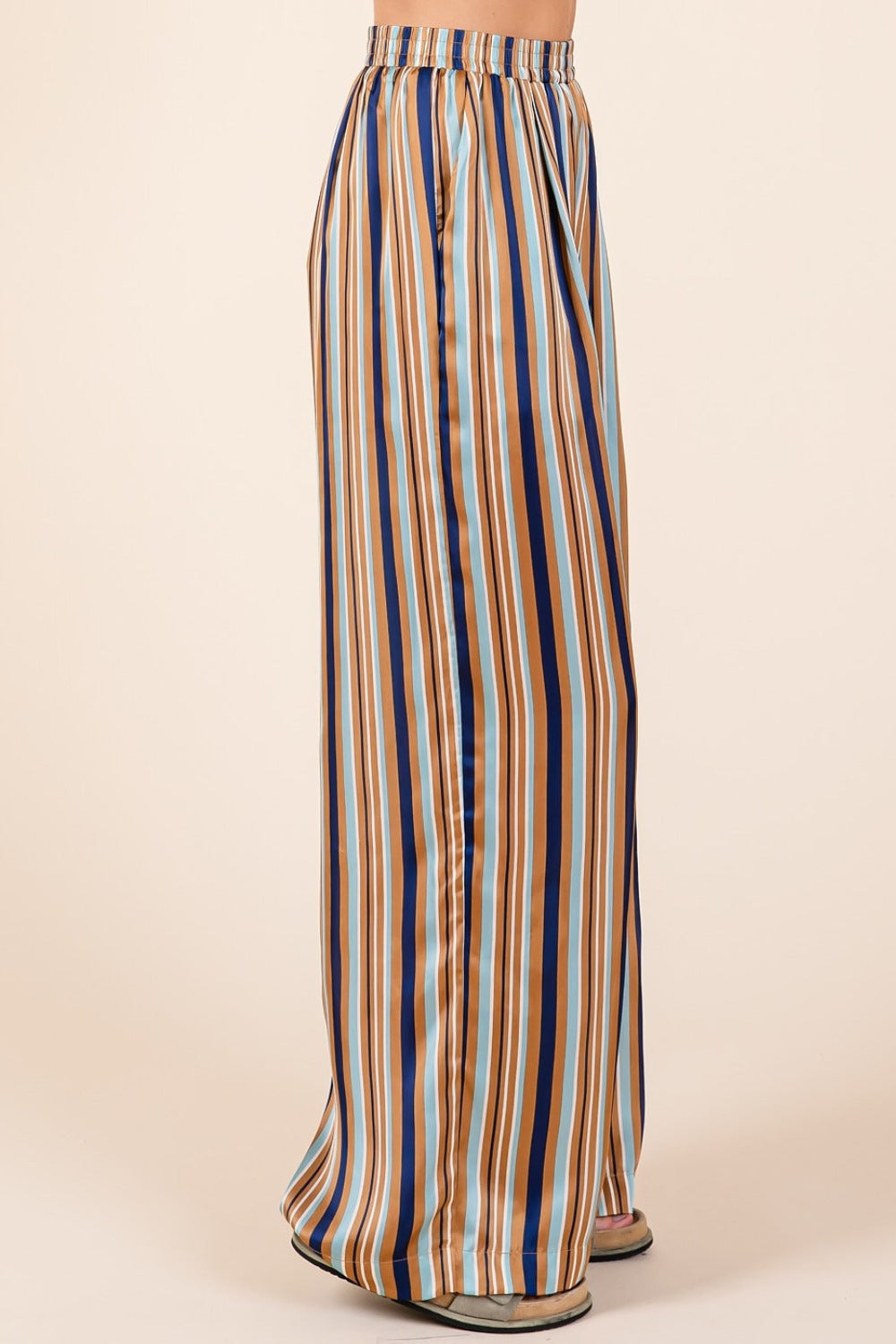 Striped Satin Wide Leg Pants