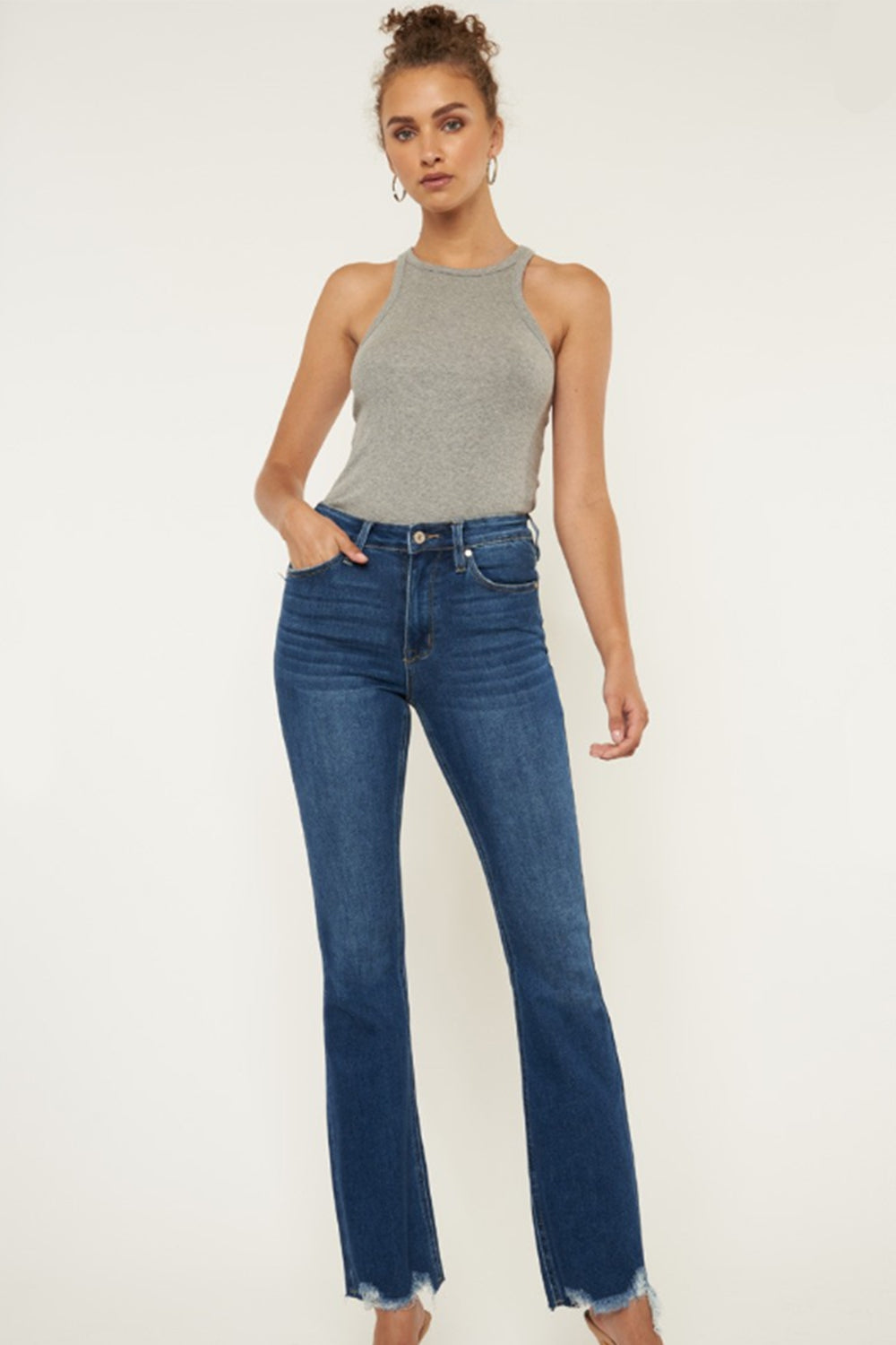 Raw Hem Flare Jeans