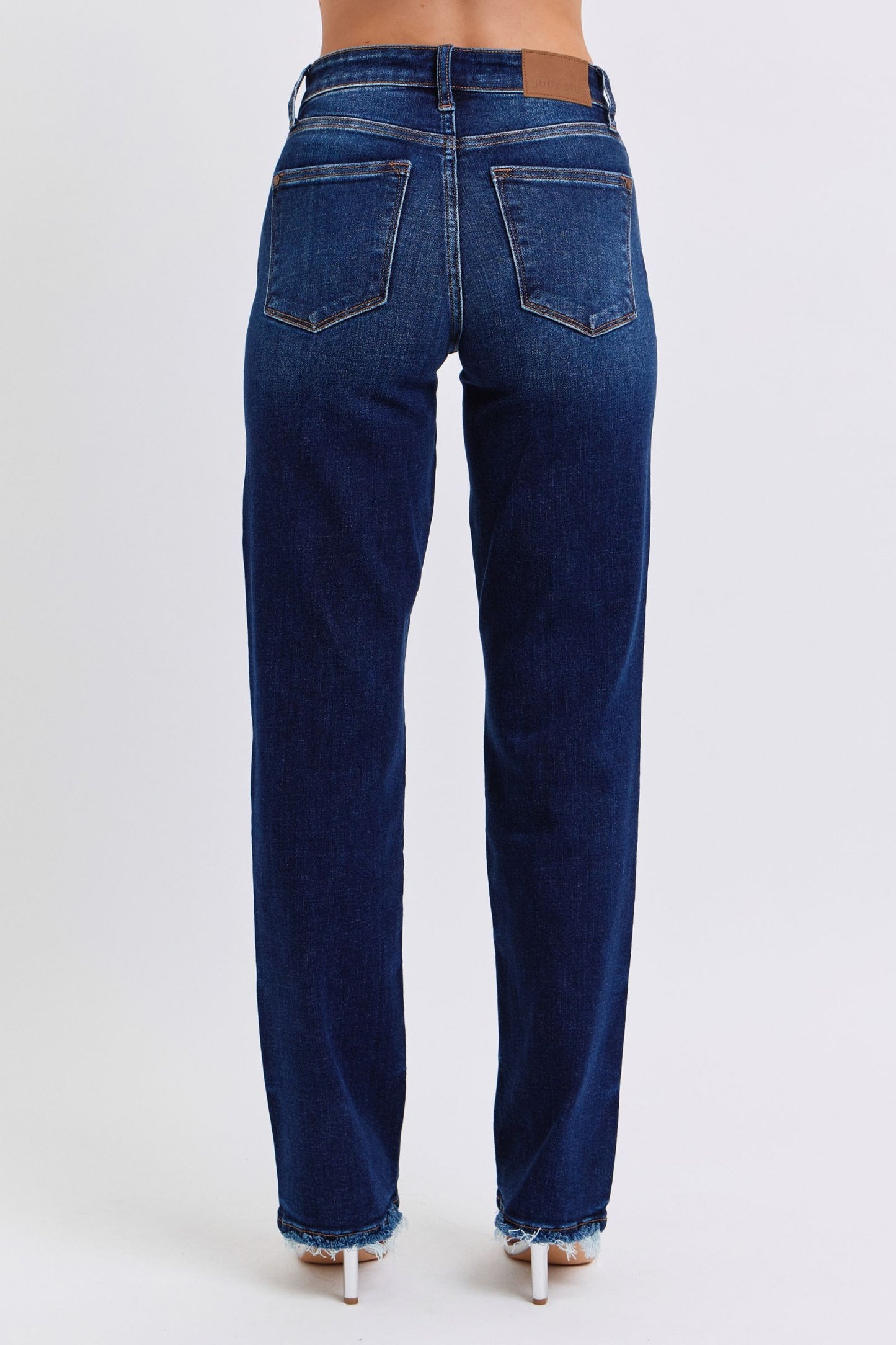 Raw Hem Straight Leg Jeans