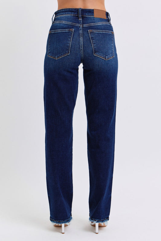 Raw Hem Straight Leg Jeans