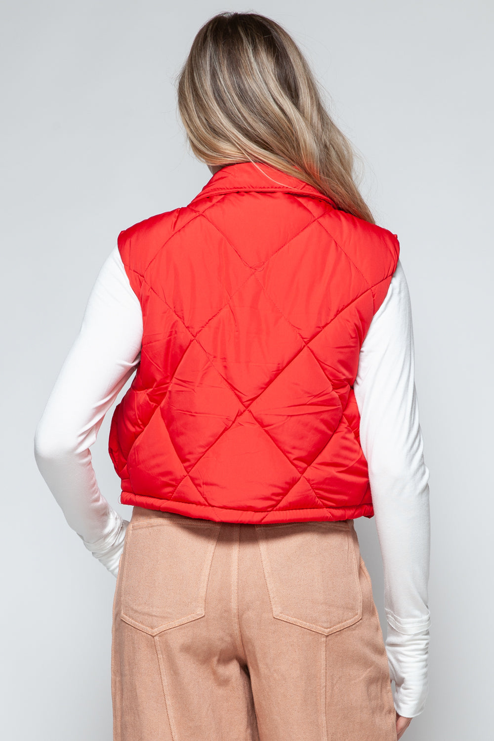 Snap Down Quilted Cropped Vests