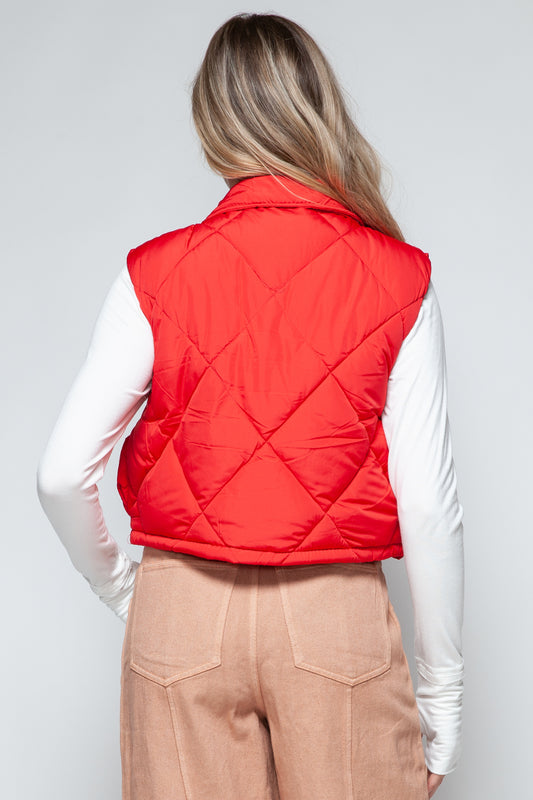 Snap Down Quilted Cropped Vests