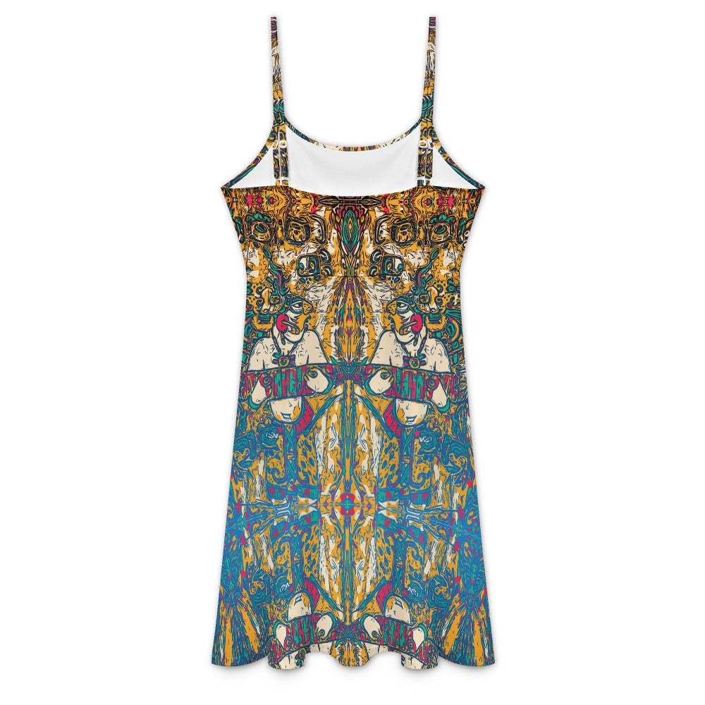 Ancient Art Mayan Sleeveless Strap Mini Dresses