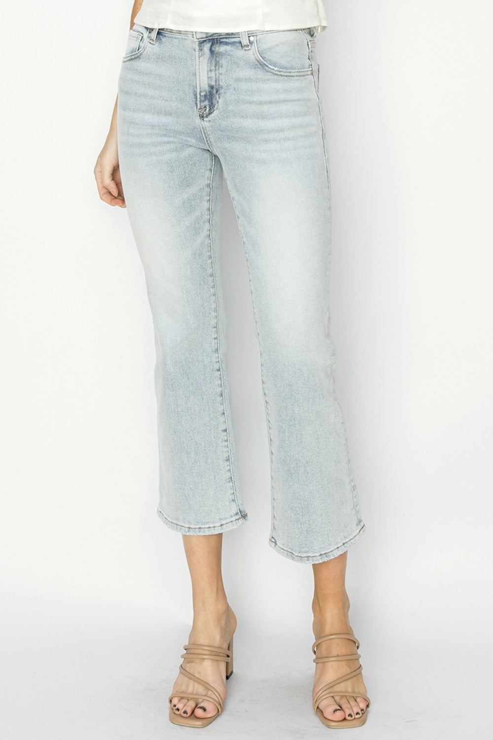 Mid Rise Cropped Flare Jeans