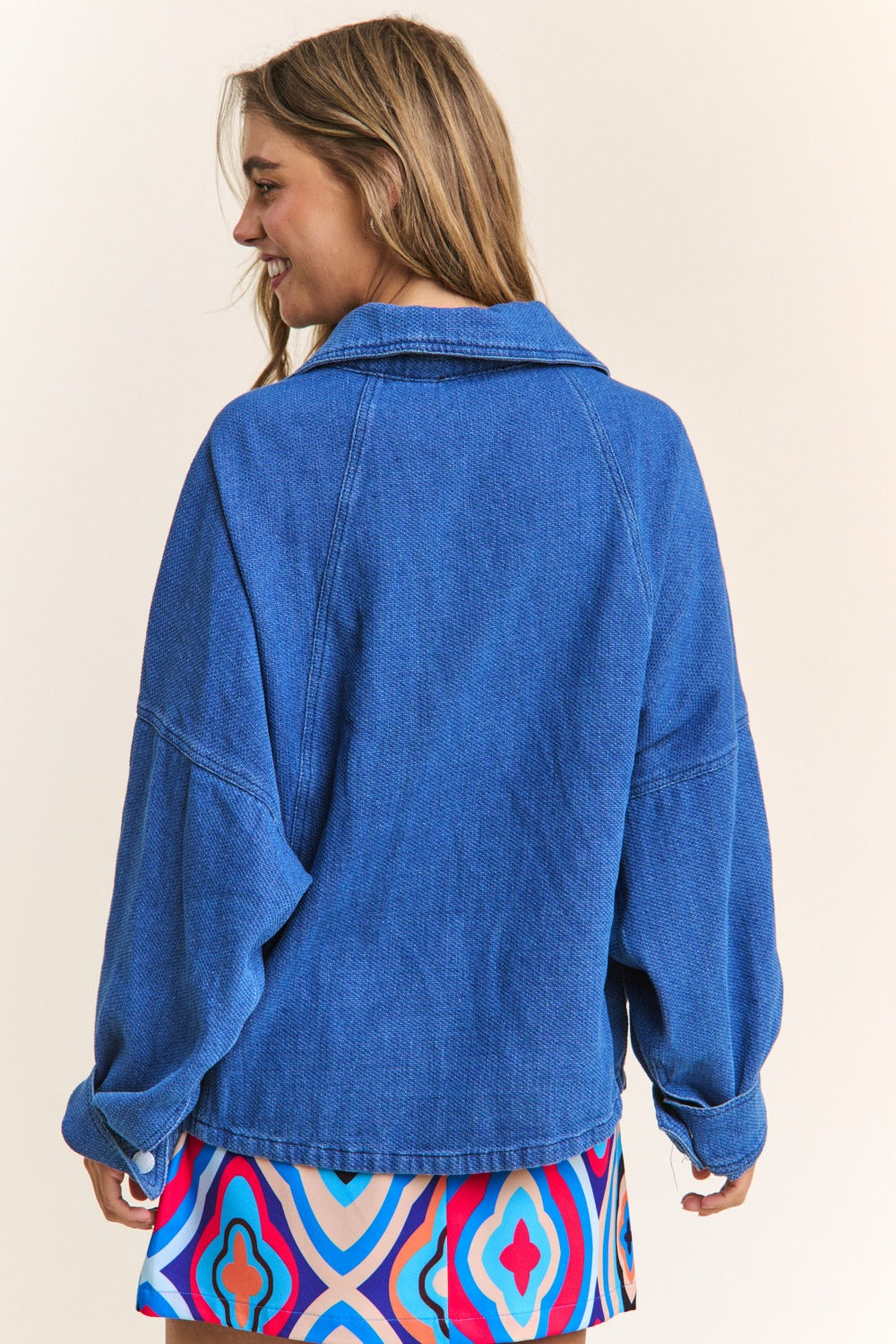 Snap Down Long Sleeve Denim"Shacket" Shirt Jacket