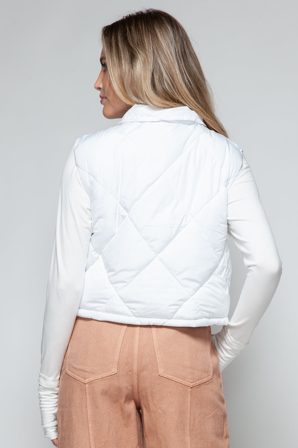 Snap Down Quilted Cropped Vests