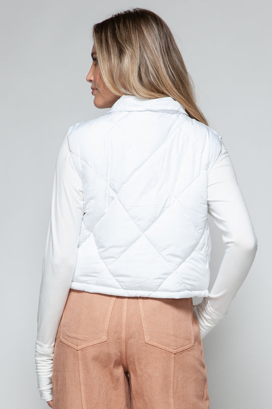 Snap Down Quilted Cropped Vests