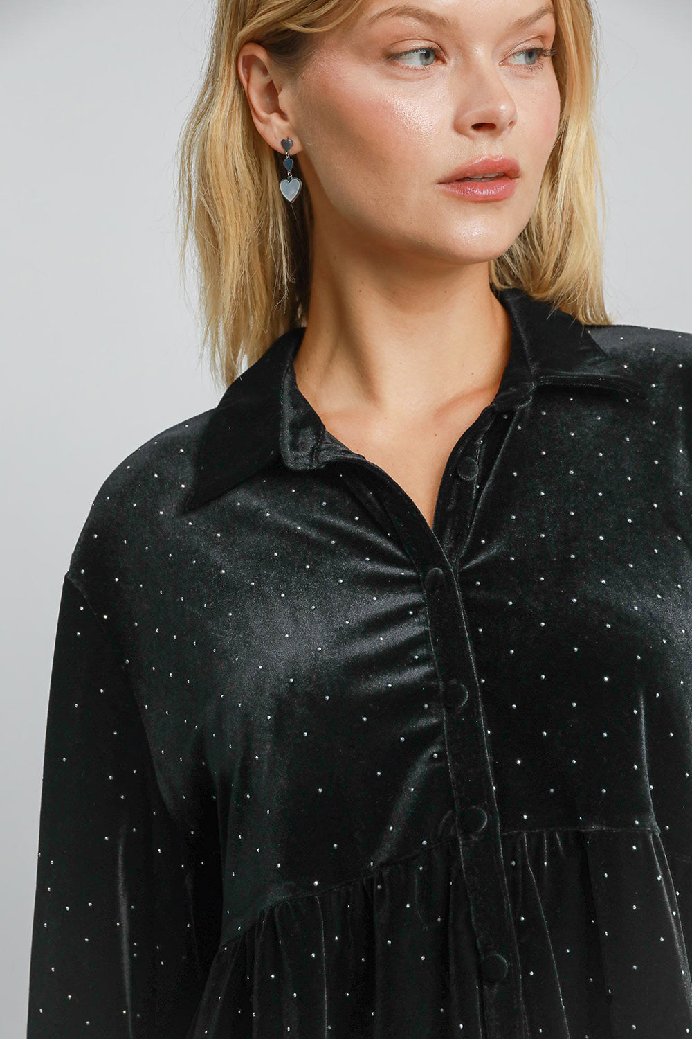 Polka Dot Button Up Half Sleeve Shirt