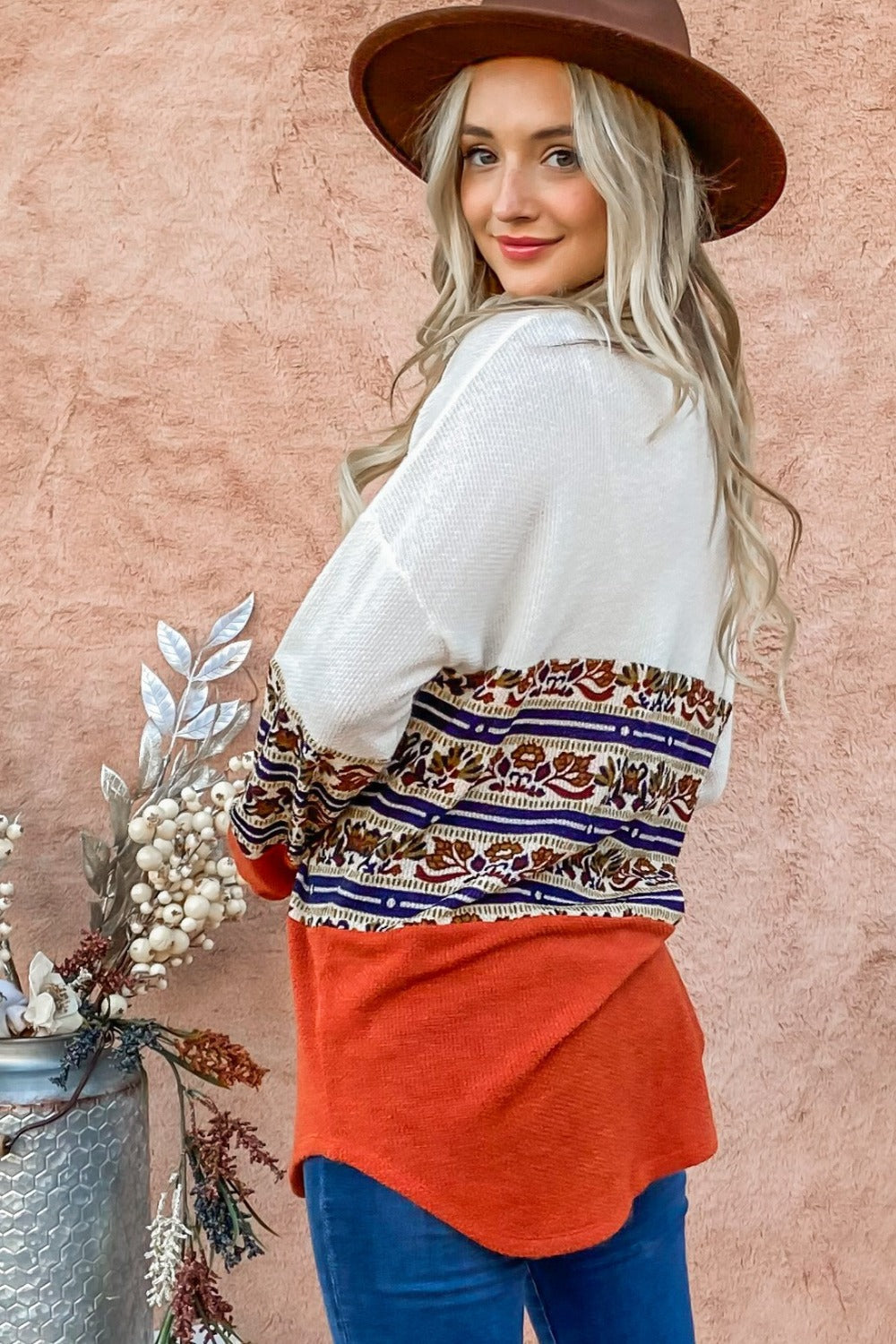 Long Sleeve Color Block Top