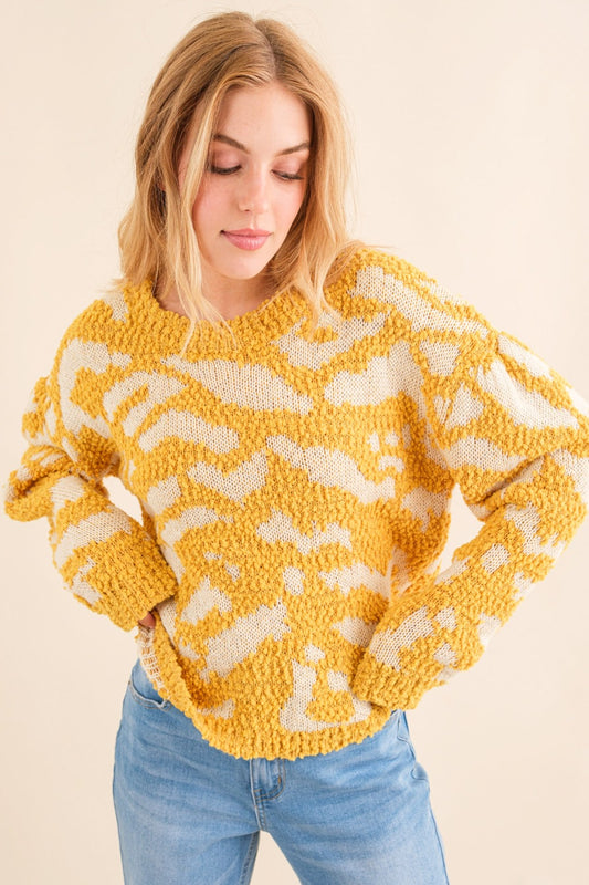 Textured  Contrast Sweater