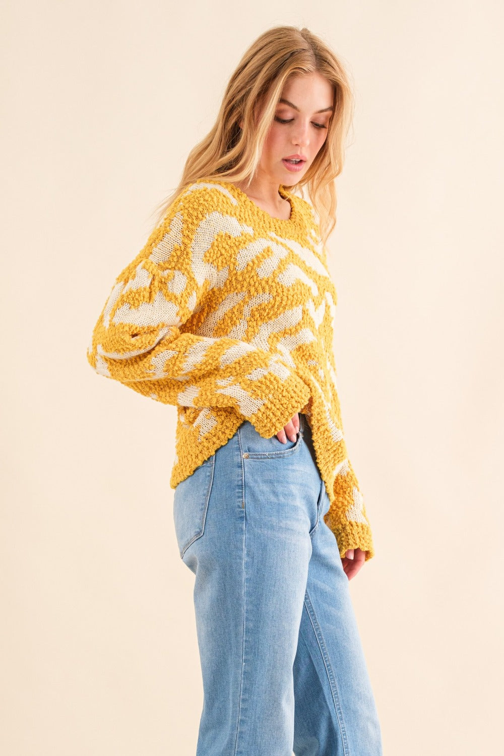Textured Contrast Sweater