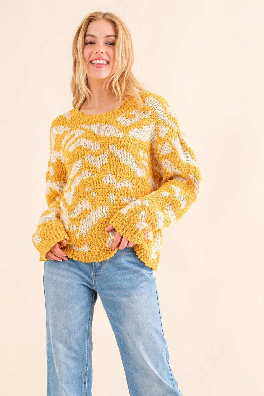 Textured Contrast Sweater