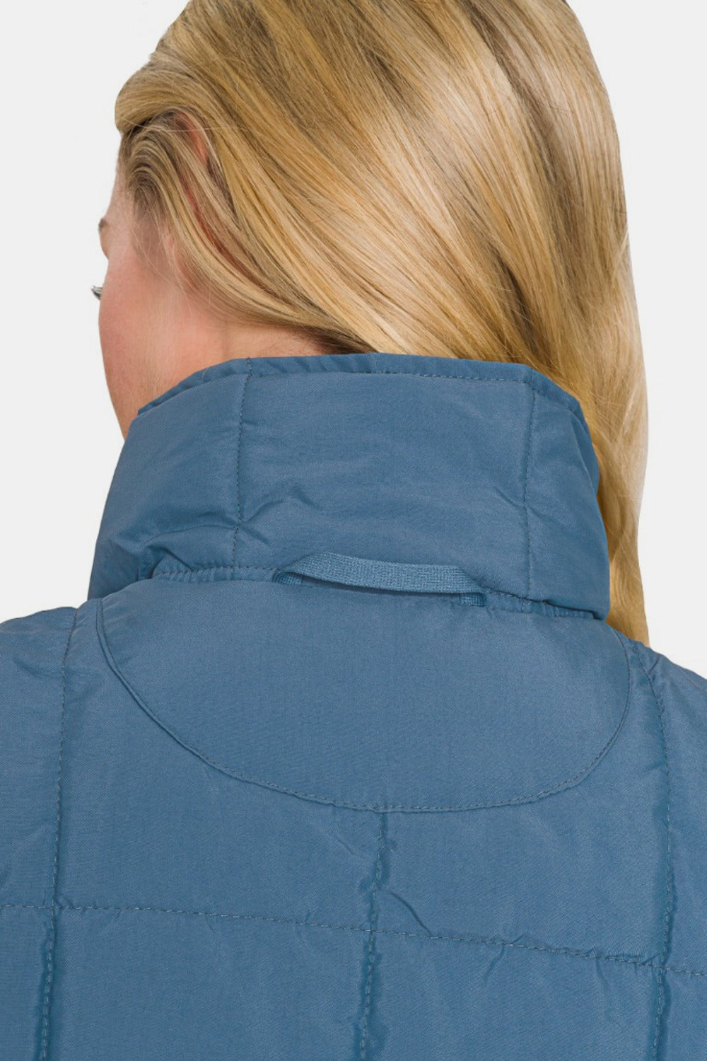 Zip Up Cropped Puffer Vest with Pockets