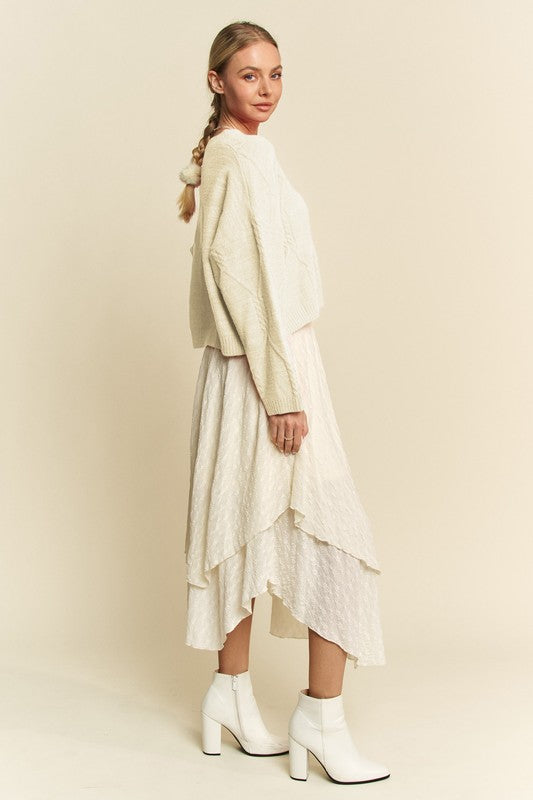 Diamond Cable Drop Shoulder Sweater