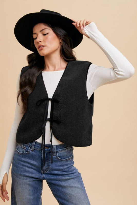 V-Neck Tie Detail Vests