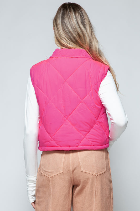 Snap Down Quilted Cropped Vests