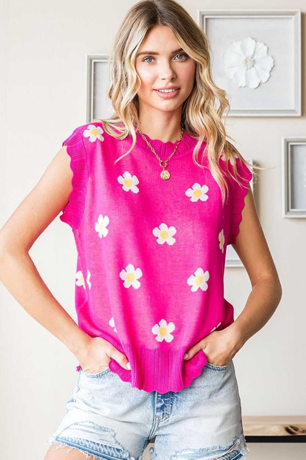 Flower Round Neck Sweater