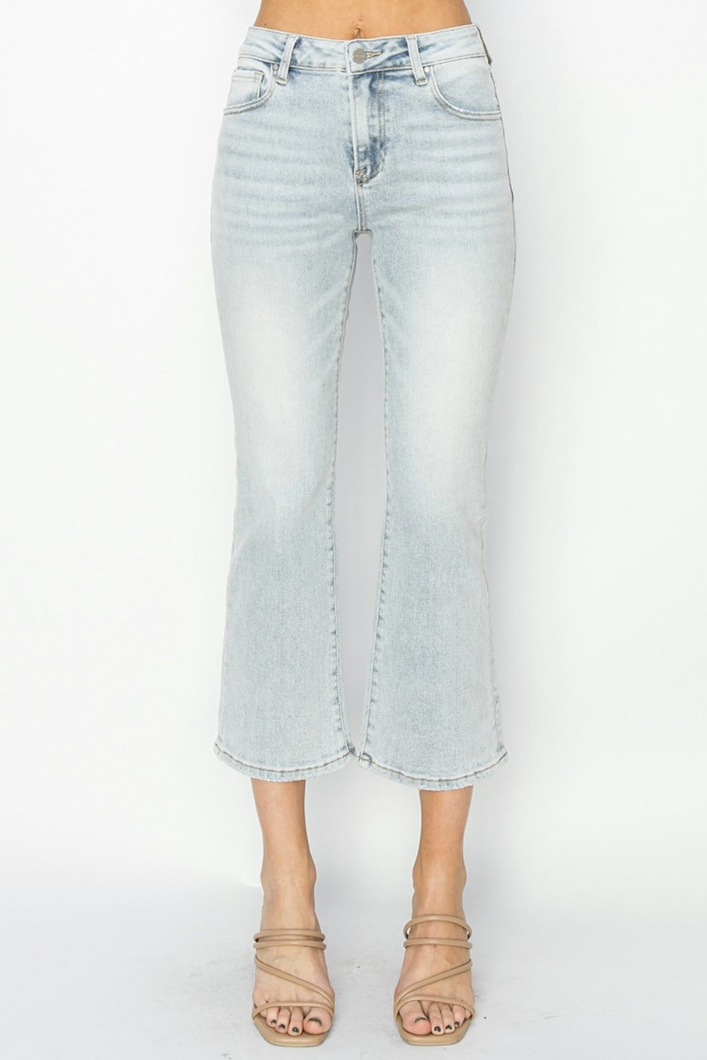 Mid Rise Cropped Flare Jeans