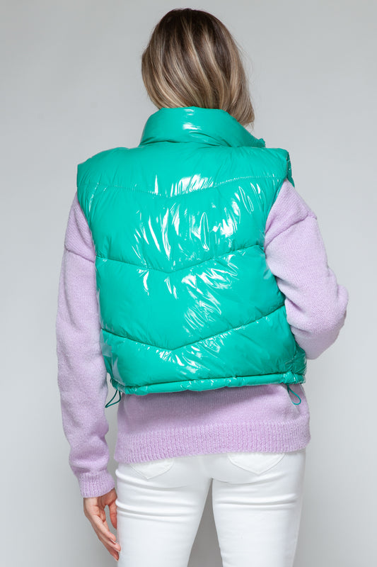 Zip Up Turtleneck Quilted Vest