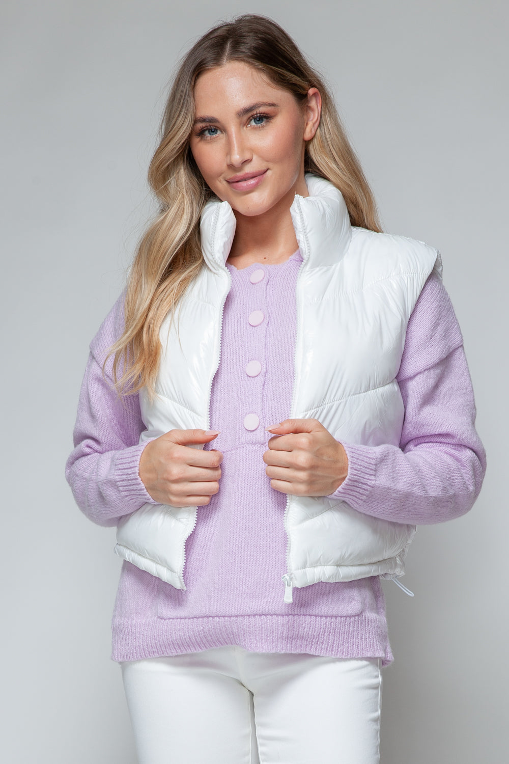 Zip Up Turtleneck Quilted Vest