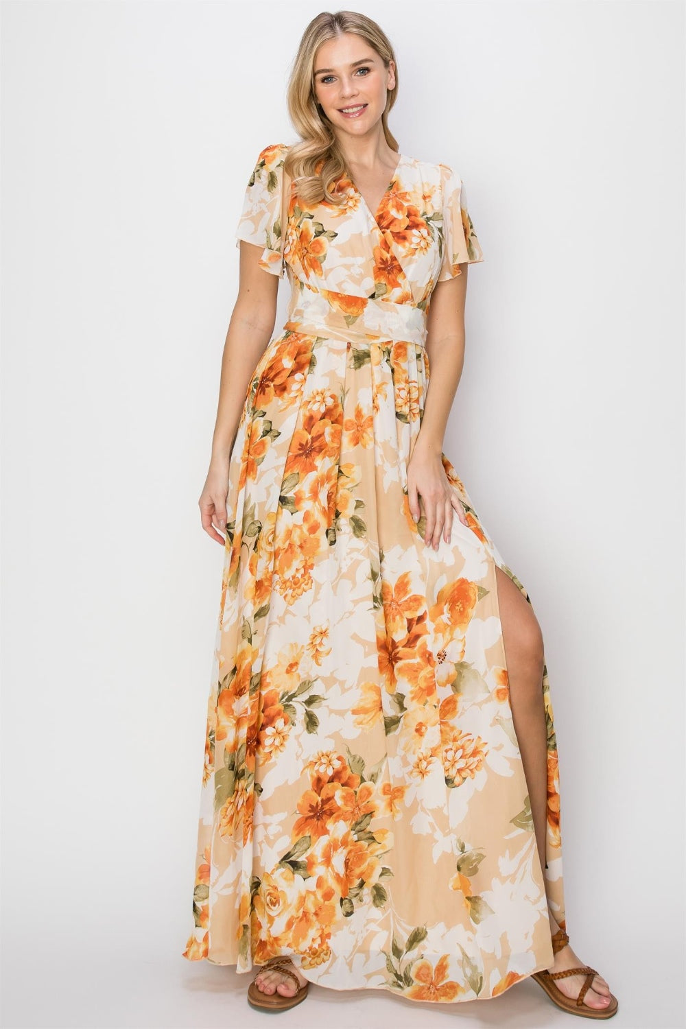 open maxi dress with shorts Vivance Lace Maxi Dress with Sewn-In Shorts
