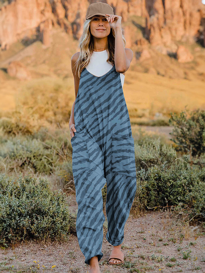 Print V-Neck Sleeveless Jumpsuit