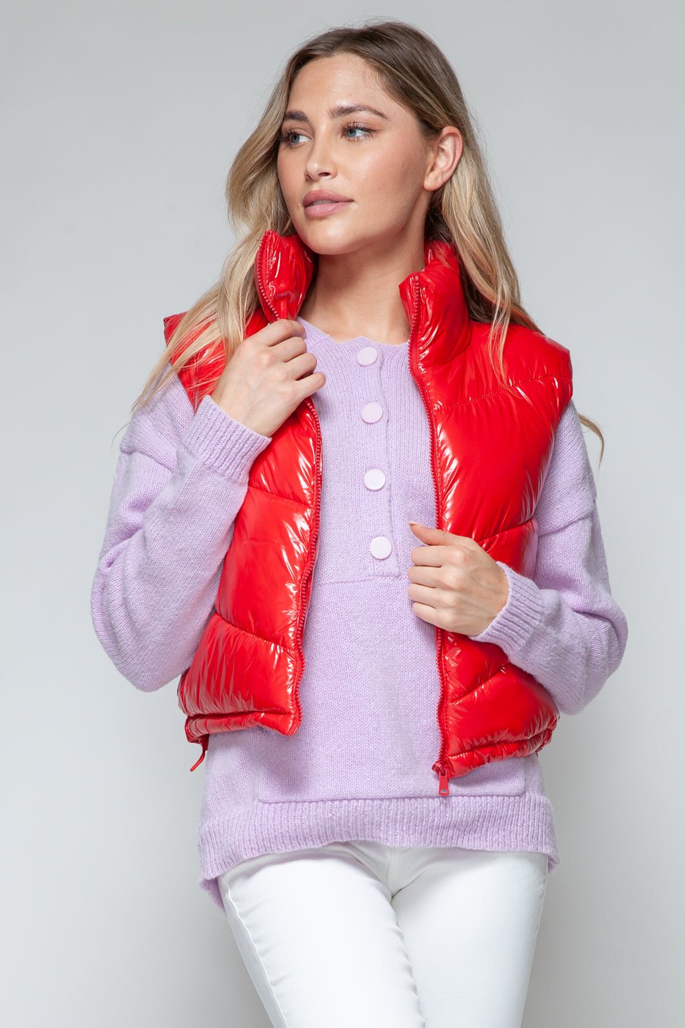 Zip Up Turtleneck Quilted Vest