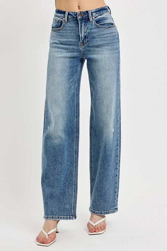 Distressed Wide Leg Jeans Plus-Size