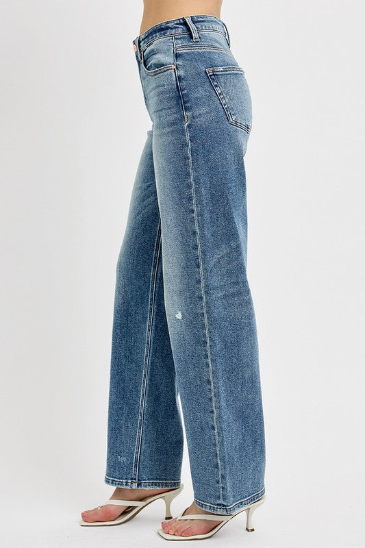 Distressed Wide Leg Jeans Plus-Size